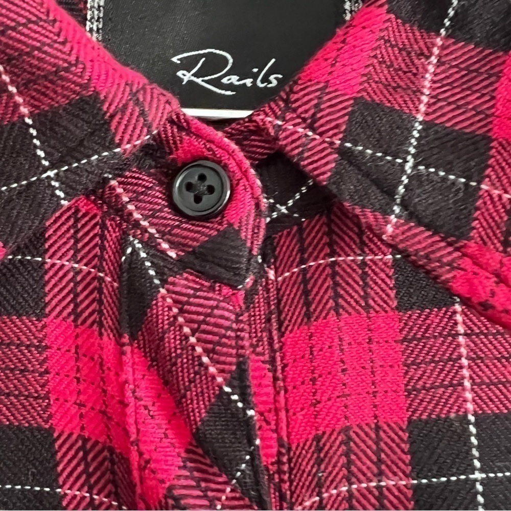 Rails Hunter Check Plaid Super Soft Button Up Red… - image 3